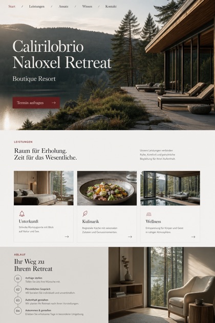 Hospitality website design for Germany, showing a clear opening, service information, supporting content, and a focused inquiry action.