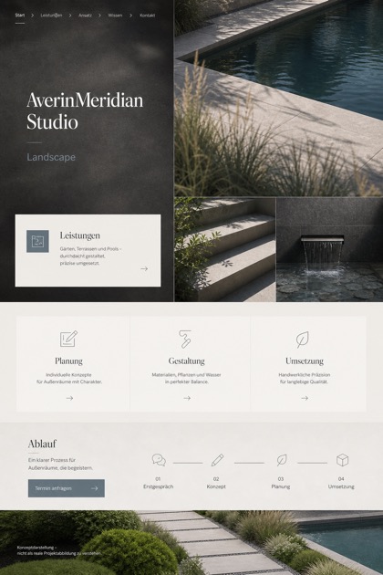 Architecture & Interiors website design for Germany, showing a clear opening, service information, supporting content, and a focused inquiry action.