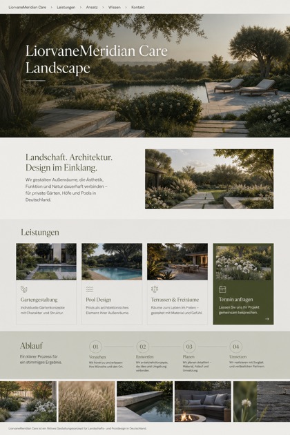 Architecture & Interiors website design for Germany, showing a clear opening, service information, supporting content, and a focused inquiry action.
