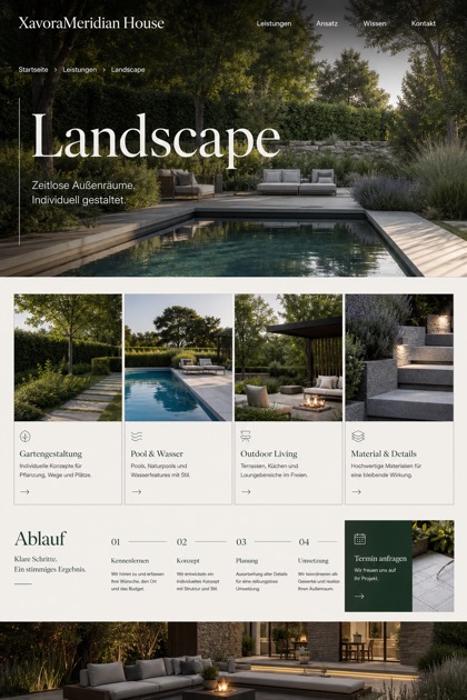 Architecture & Interiors website design for Germany, showing a clear opening, service information, supporting content, and a focused inquiry action.