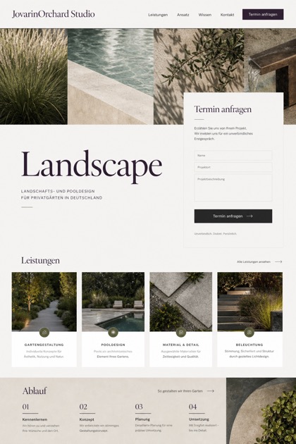 Architecture & Interiors website design for Germany, showing a clear opening, service information, supporting content, and a focused inquiry action.