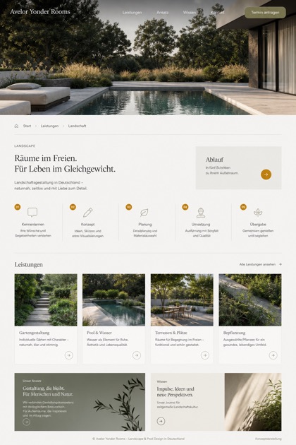Architecture & Interiors website design for Germany, showing a clear opening, service information, supporting content, and a focused inquiry action.