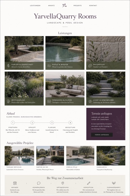 Architecture & Interiors website design for Germany, showing a clear opening, service information, supporting content, and a focused inquiry action.