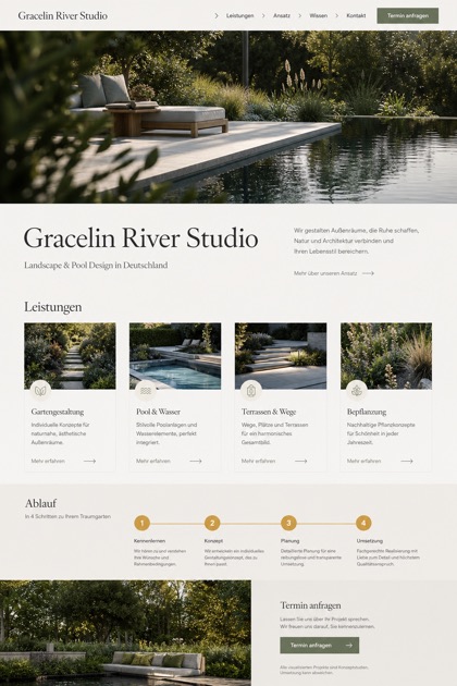 Architecture & Interiors website design for Germany, showing a clear opening, service information, supporting content, and a focused inquiry action.