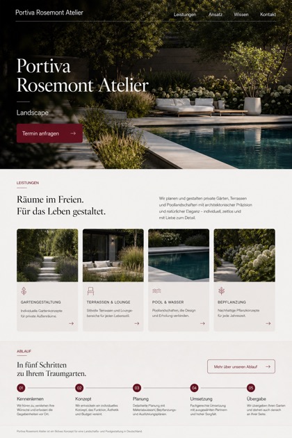 Architecture & Interiors website design for Germany, showing a clear opening, service information, supporting content, and a focused inquiry action.