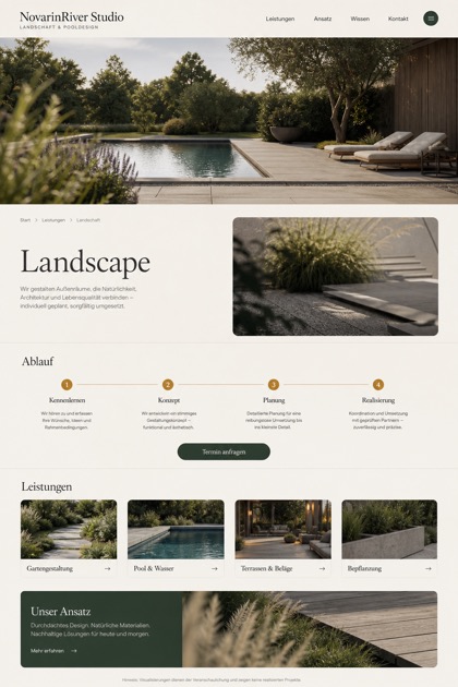 Architecture & Interiors website design for Germany, showing a clear opening, service information, supporting content, and a focused inquiry action.