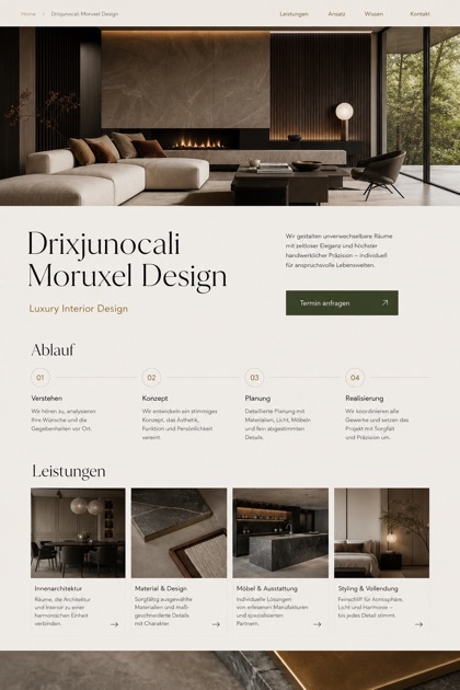 Architecture & Interiors website design for Germany, showing a clear opening, service information, supporting content, and a focused inquiry action.