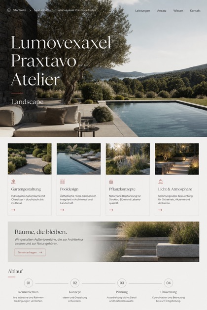 Architecture & Interiors website design for Germany, showing a clear opening, service information, supporting content, and a focused inquiry action.