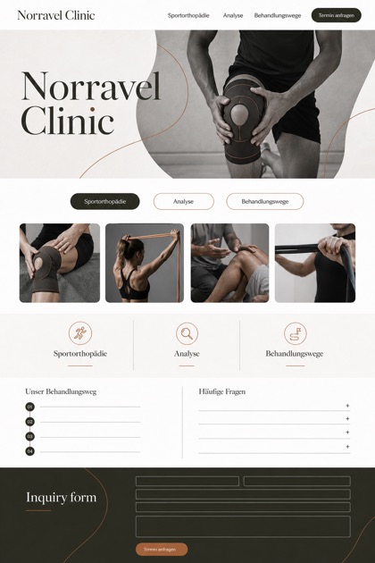 Healthcare website design for Germany, showing a clear opening, service information, supporting content, and a focused inquiry action.