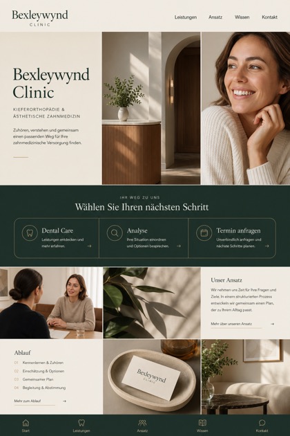 Healthcare website design for Germany, showing a clear opening, service information, supporting content, and a focused inquiry action.