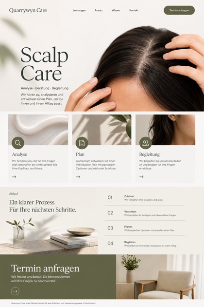 Healthcare website design for Germany, showing a clear opening, service information, supporting content, and a focused inquiry action.