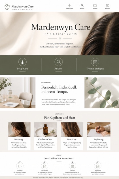Healthcare website design for Germany, showing a clear opening, service information, supporting content, and a focused inquiry action.