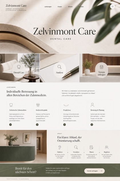 Healthcare website design for Germany, showing a clear opening, service information, supporting content, and a focused inquiry action.