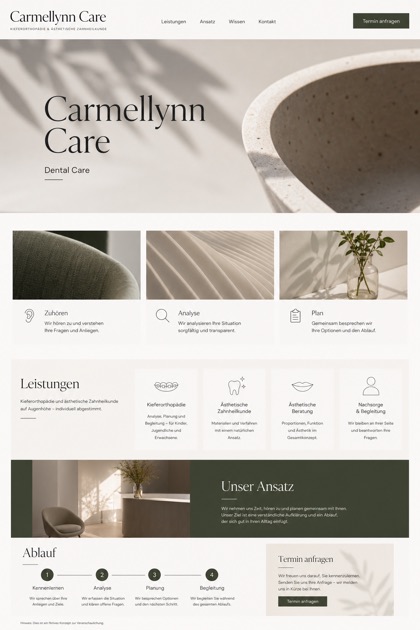 Healthcare website design for Germany, showing a clear opening, service information, supporting content, and a focused inquiry action.