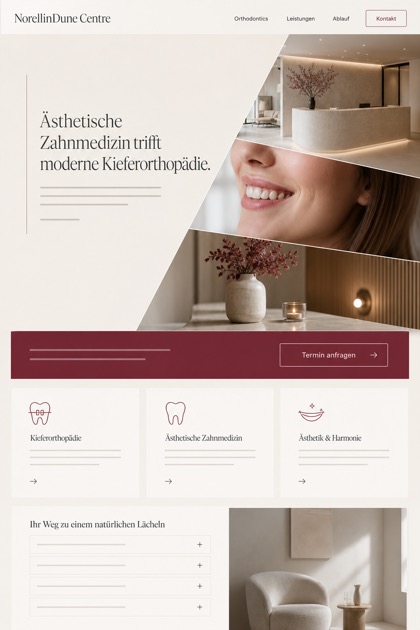 Healthcare website design for Germany, showing a clear opening, service information, supporting content, and a focused inquiry action.