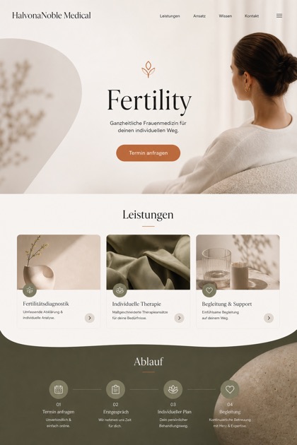 Healthcare website design for Germany, showing a clear opening, service information, supporting content, and a focused inquiry action.
