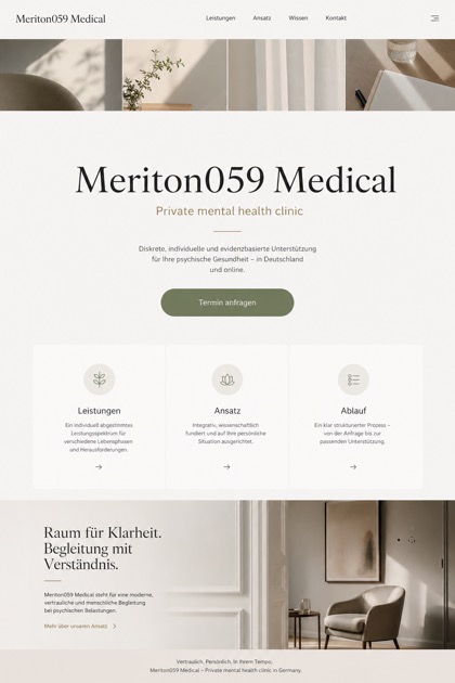 Healthcare website design for Germany, showing a clear opening, service information, supporting content, and a focused inquiry action.