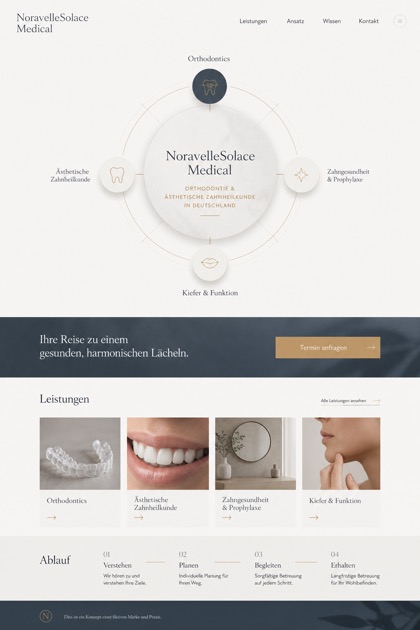 Healthcare website design for Germany, showing a clear opening, service information, supporting content, and a focused inquiry action.