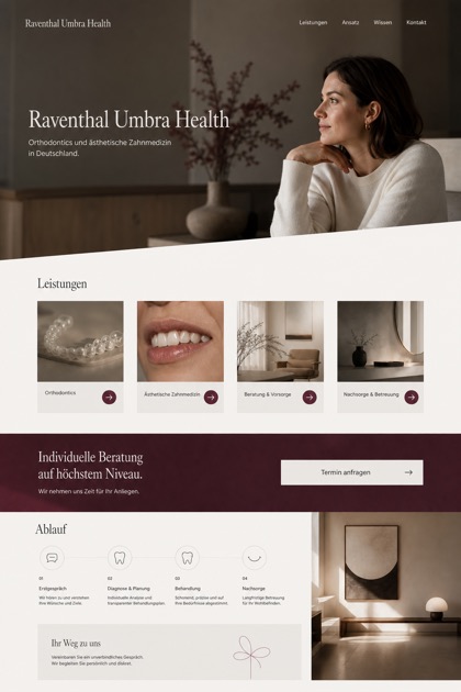 Healthcare website design for Germany, showing a clear opening, service information, supporting content, and a focused inquiry action.