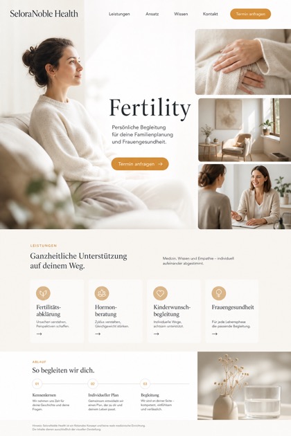 Healthcare website design for Germany, showing a clear opening, service information, supporting content, and a focused inquiry action.