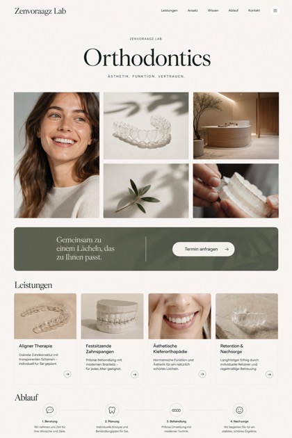 Healthcare website design for Germany, showing a clear opening, service information, supporting content, and a focused inquiry action.
