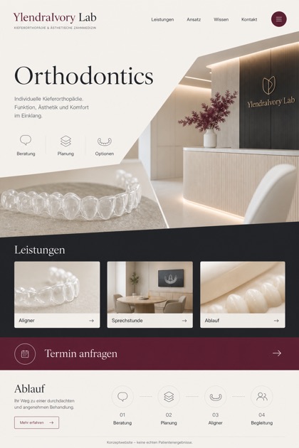Healthcare website design for Germany, showing a clear opening, service information, supporting content, and a focused inquiry action.