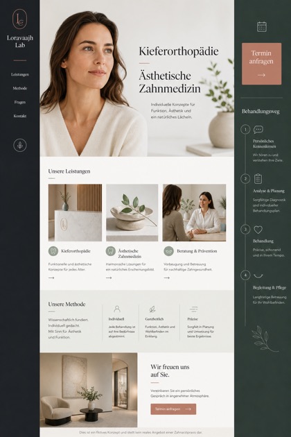 Healthcare website design for Germany, showing a clear opening, service information, supporting content, and a focused inquiry action.