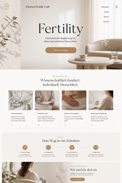 Healthcare website design for Germany, showing a clear opening, service information, supporting content, and a focused inquiry action.