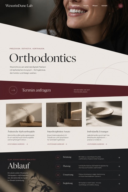 Healthcare website design for Germany, showing a clear opening, service information, supporting content, and a focused inquiry action.
