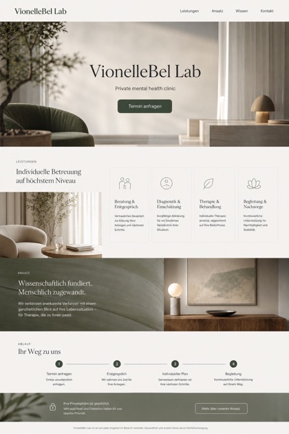 Healthcare website design for Germany, showing a clear opening, service information, supporting content, and a focused inquiry action.