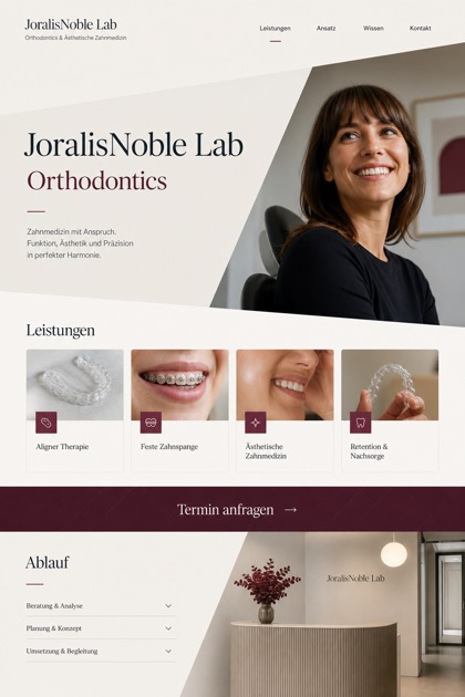 Healthcare website design for Germany, showing a clear opening, service information, supporting content, and a focused inquiry action.
