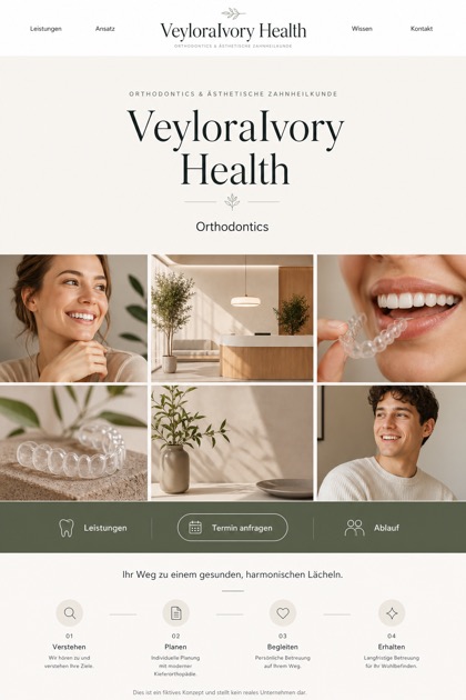 Healthcare website design for Germany, showing a clear opening, service information, supporting content, and a focused inquiry action.