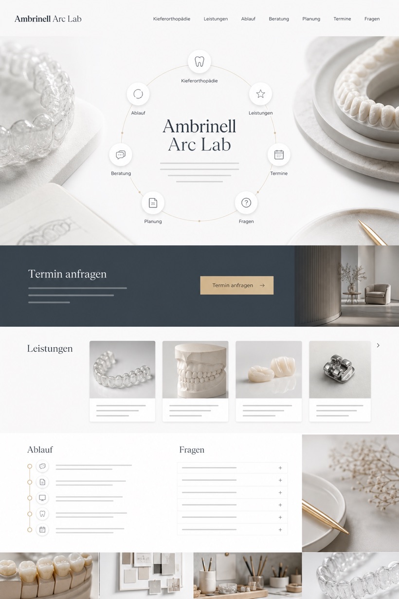 Healthcare website design for Germany, showing a clear opening, service information, supporting content, and a focused inquiry action.