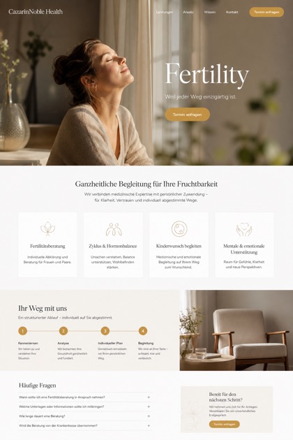 Healthcare website design for Germany, showing a clear opening, service information, supporting content, and a focused inquiry action.