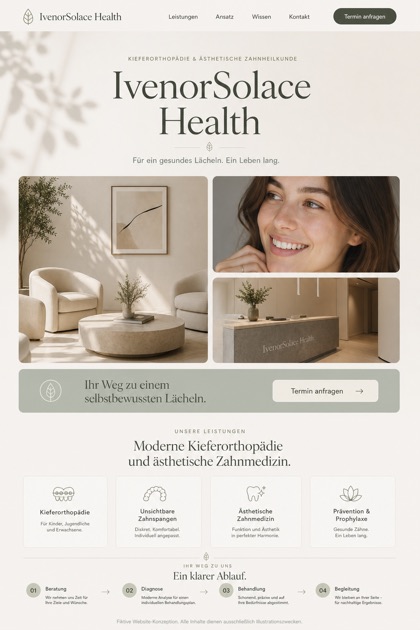 Healthcare website design for Germany, showing a clear opening, service information, supporting content, and a focused inquiry action.