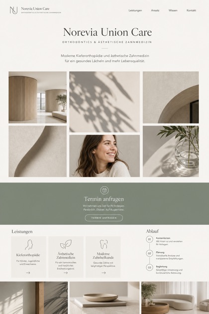 Healthcare website design for Germany, showing a clear opening, service information, supporting content, and a focused inquiry action.
