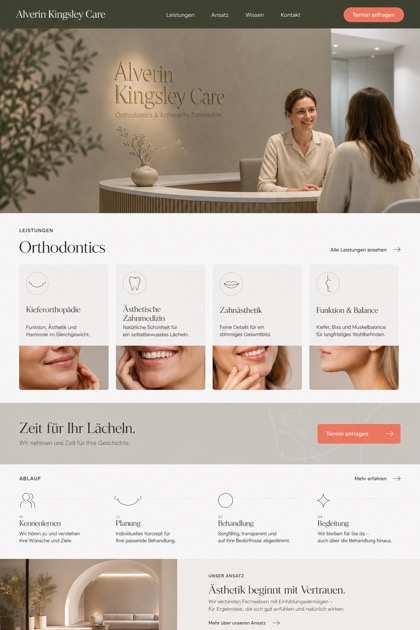 Healthcare website design for Germany, showing a clear opening, service information, supporting content, and a focused inquiry action.
