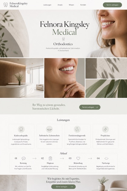 Healthcare website design for Germany, showing a clear opening, service information, supporting content, and a focused inquiry action.