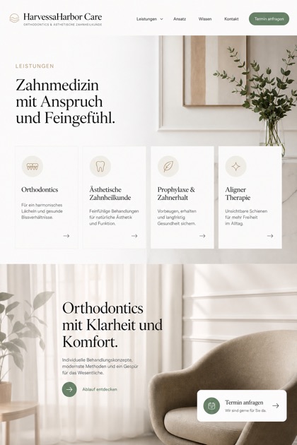 Healthcare website design for Germany, showing a clear opening, service information, supporting content, and a focused inquiry action.