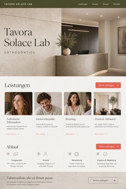 Healthcare website design for Germany, showing a clear opening, service information, supporting content, and a focused inquiry action.