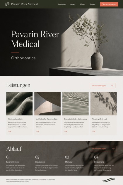 Healthcare website design for Germany, showing a clear opening, service information, supporting content, and a focused inquiry action.