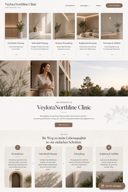 Healthcare website design for Germany, showing a clear opening, service information, supporting content, and a focused inquiry action.