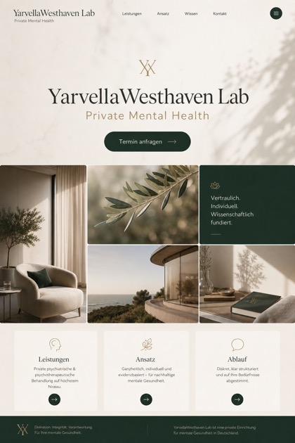 Healthcare website design for Germany, showing a clear opening, service information, supporting content, and a focused inquiry action.