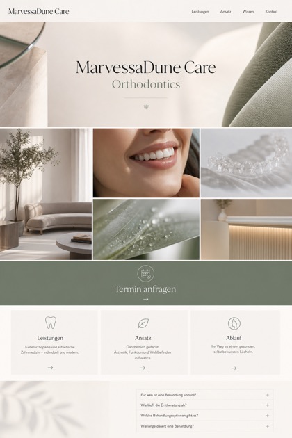 Healthcare website design for Germany, showing a clear opening, service information, supporting content, and a focused inquiry action.
