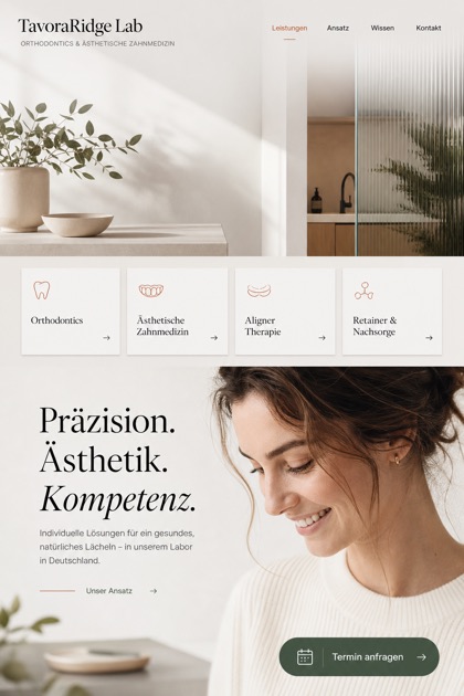 Healthcare website design for Germany, showing a clear opening, service information, supporting content, and a focused inquiry action.