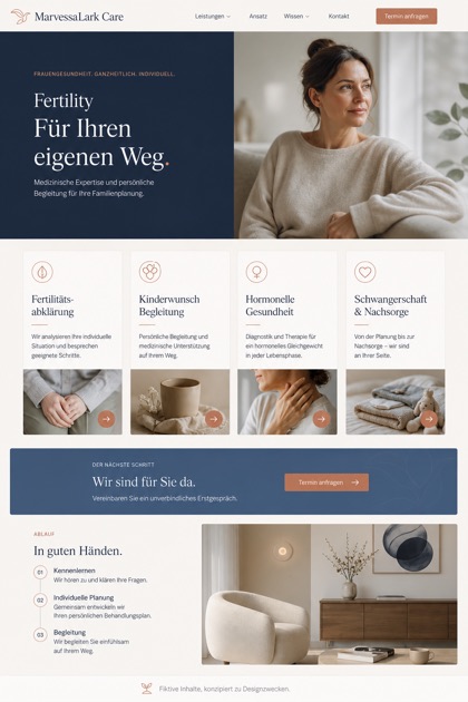 Healthcare website design for Germany, showing a clear opening, service information, supporting content, and a focused inquiry action.