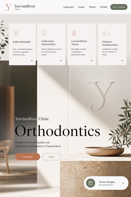 Healthcare website design for Germany, showing a clear opening, service information, supporting content, and a focused inquiry action.