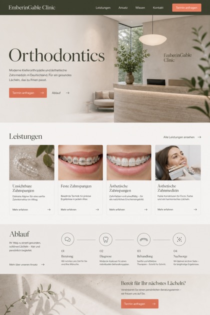 Healthcare website design for Germany, showing a clear opening, service information, supporting content, and a focused inquiry action.