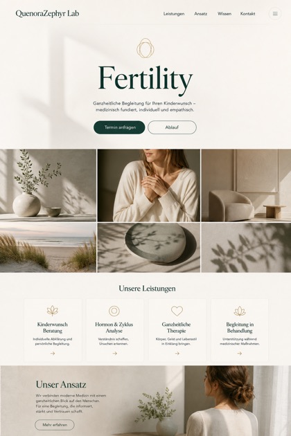Healthcare website design for Germany, showing a clear opening, service information, supporting content, and a focused inquiry action.