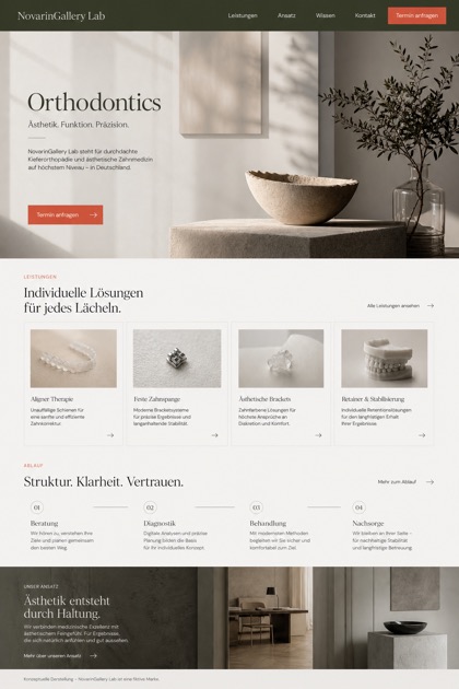 Healthcare website design for Germany, showing a clear opening, service information, supporting content, and a focused inquiry action.
